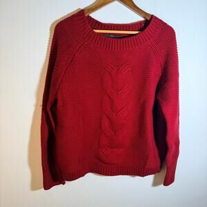 Hazel Vibrant Red Cable Knit Sweater